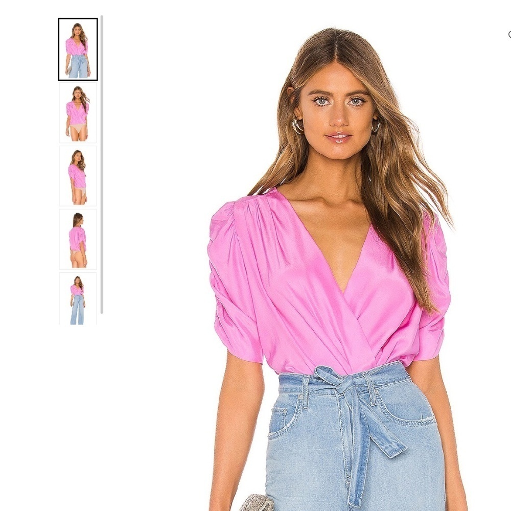Amanda Uprichard Arabella Bodysuit Pompei Pink Size Large Silk